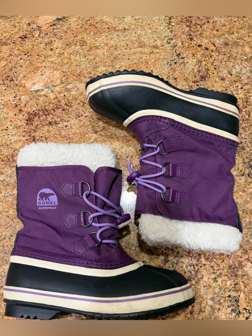 SOREL Yoot Pac Nylon Purple Snow Boots Girls Youth 5 Women 6 6.5 EUR 37 Like New
